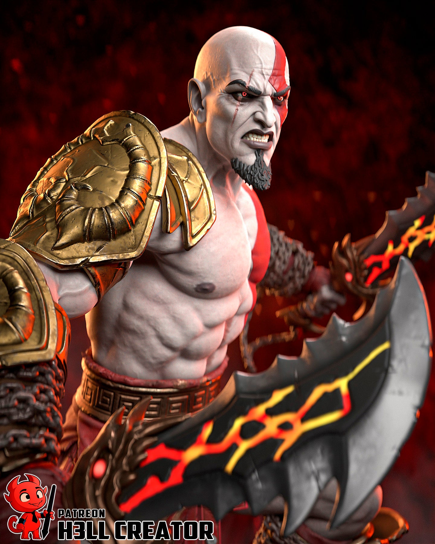 Kratos from God of War 3 by h3ll creator | High Quality Resin Print | Painted Commissions available!