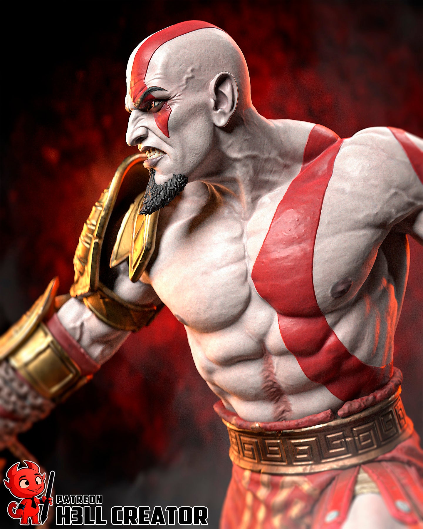 Kratos from God of War 3 by h3ll creator | High Quality Resin Print | Painted Commissions available!