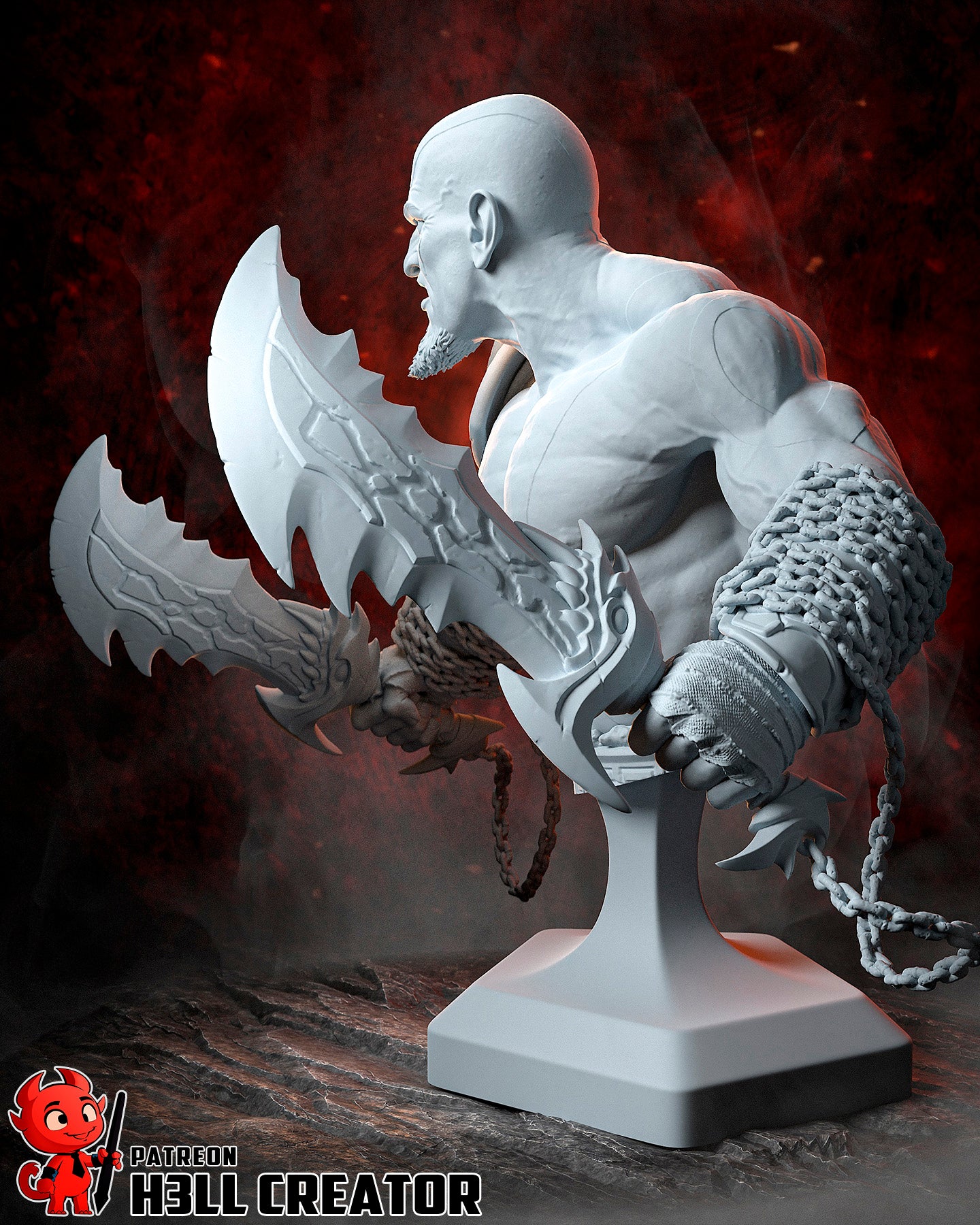 Kratos from God of War 3 by h3ll creator | High Quality Resin Print | Painted Commissions available!