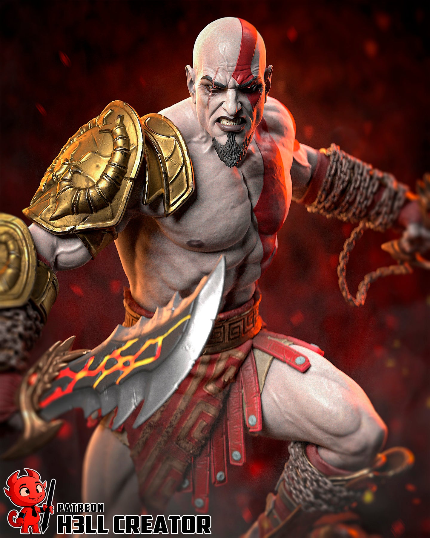 Kratos from God of War 3 by h3ll creator | High Quality Resin Print | Painted Commissions available!