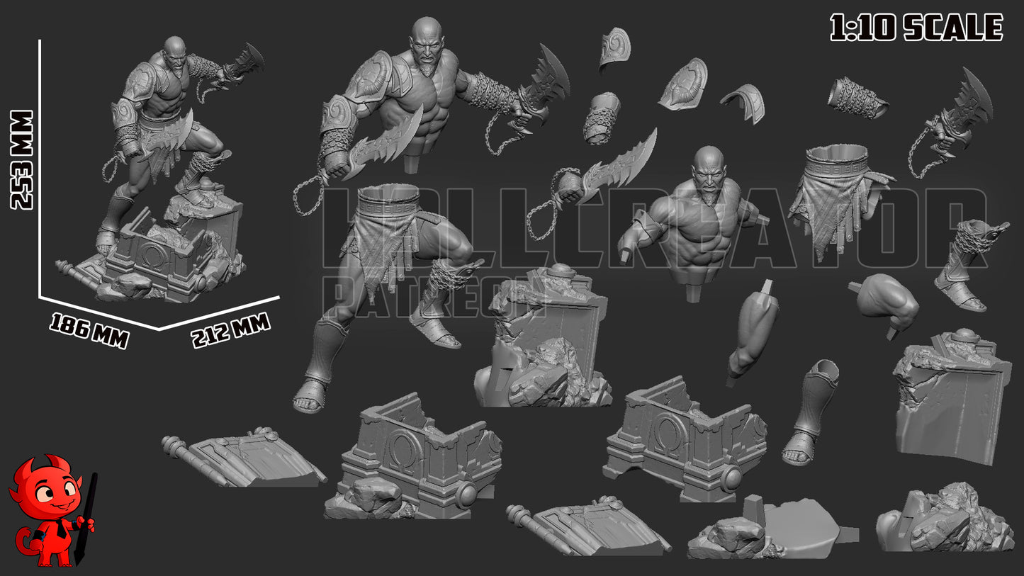 Kratos from God of War 3 by h3ll creator | High Quality Resin Print | Painted Commissions available!