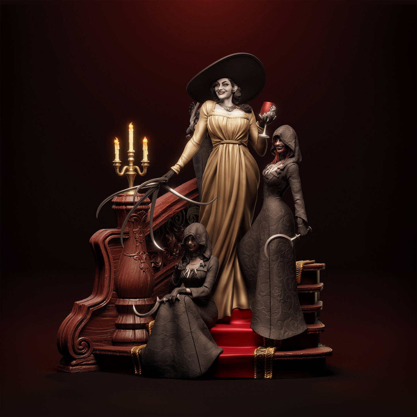 Lady Dimitrescu and the Daughters from Resident Evil Village Fan-Made Model by CA3D