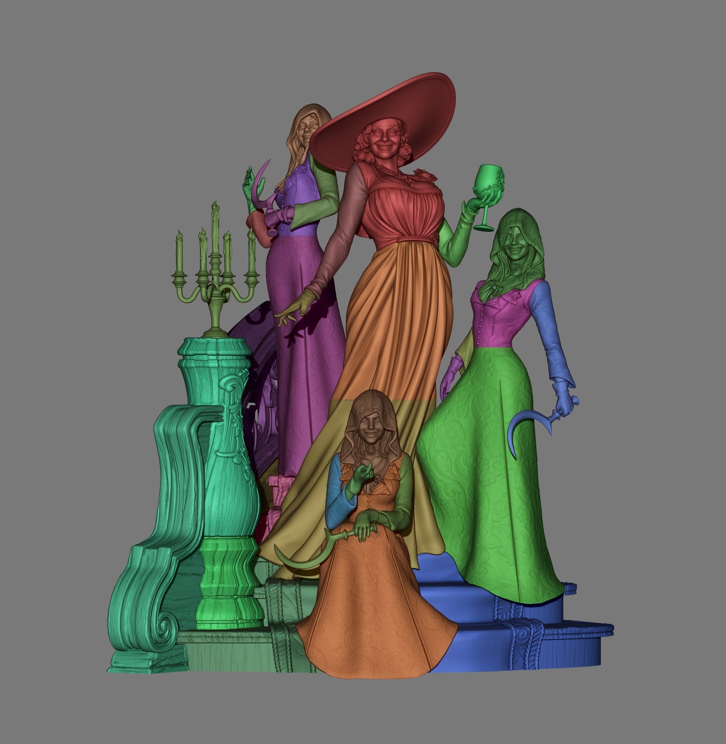 Lady Dimitrescu and the Daughters from Resident Evil Village Fan-Made Model by CA3D