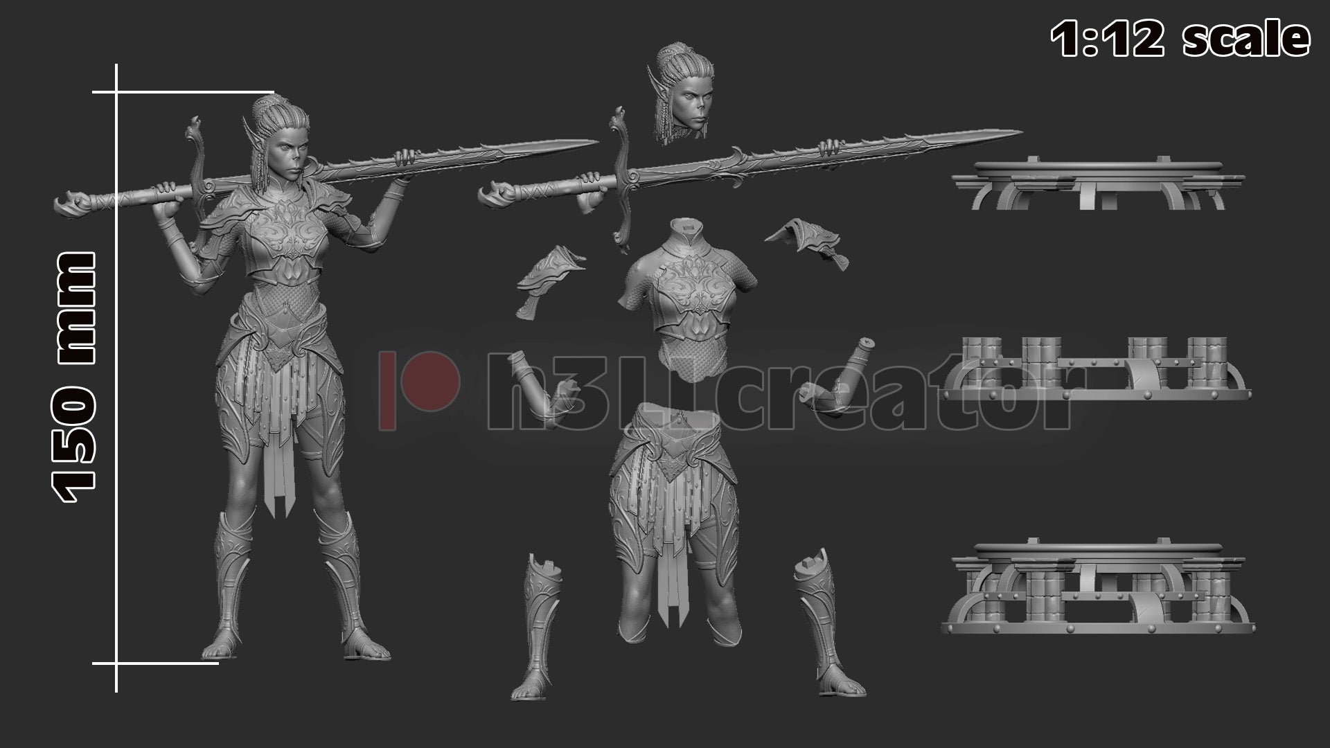 Baldur's Gate 3 Lae'zel Garage Kit | Fanmade Model by h3llCreator | Githyaanki warrior | 3D Printed - Sephiknot