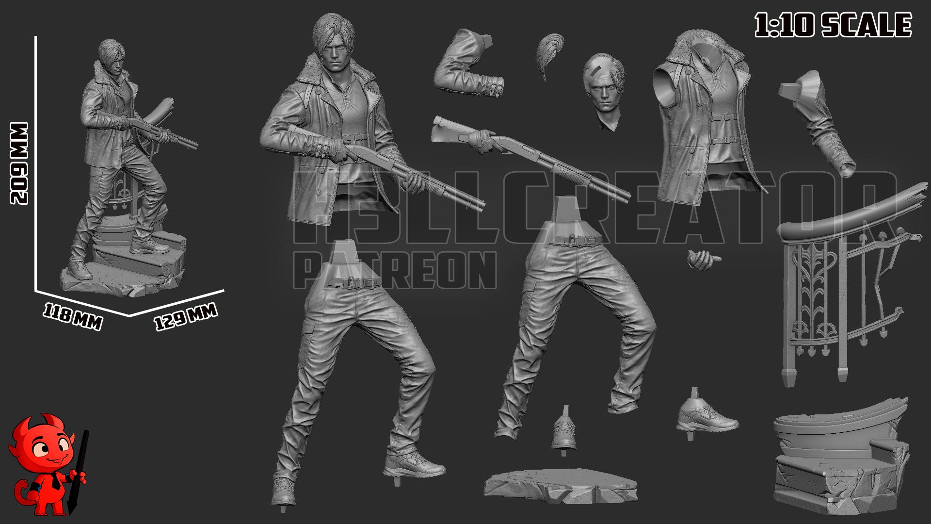 Leon Kennedy from Resident Evil by h3ll creator | High Quality Resin Print | Painted Commissions available! - Sephiknot