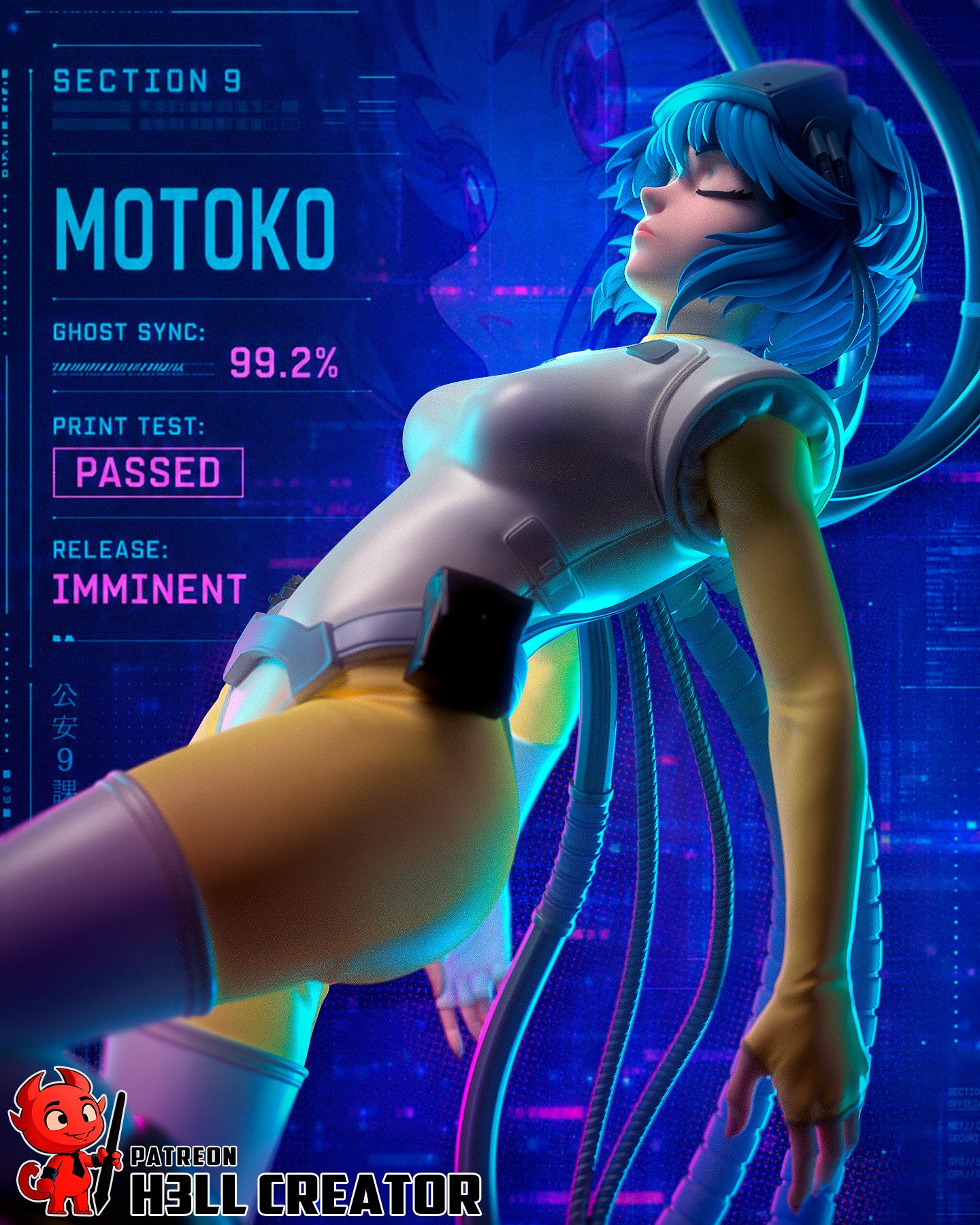 Motoko from Ghost in the Shell by h3ll creator | High Quality Resin Print | Painted Commissions available!