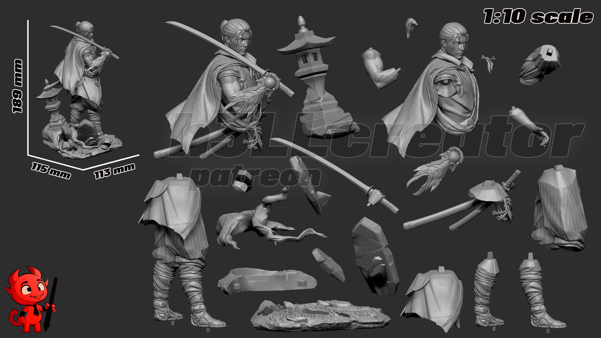 Musashi from Onimusha by h3ll creator | High Quality Resin Print | Painted Commissions available!