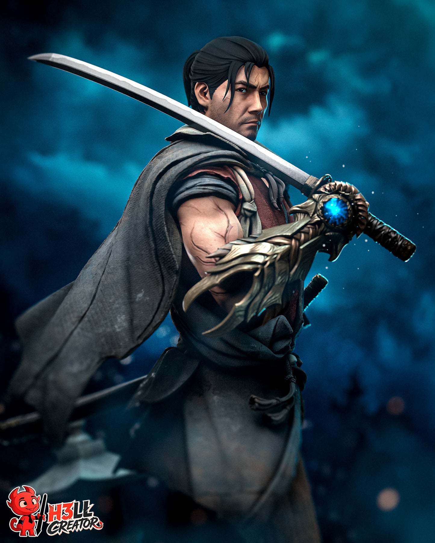 Musashi from Onimusha by h3ll creator | High Quality Resin Print | Painted Commissions available!