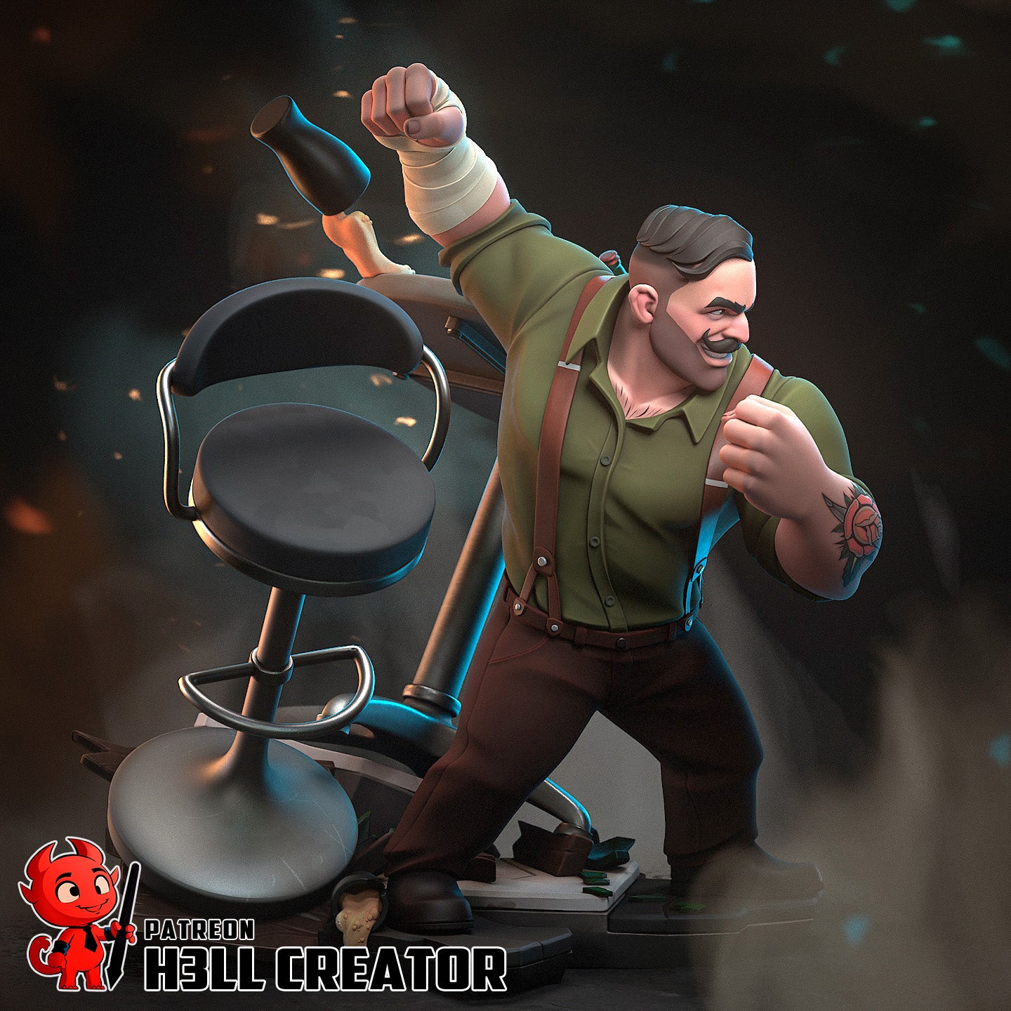 Punch Up from Dispatch by h3ll creator | High Quality Resin Print | Painted Commissions available! - Sephiknot