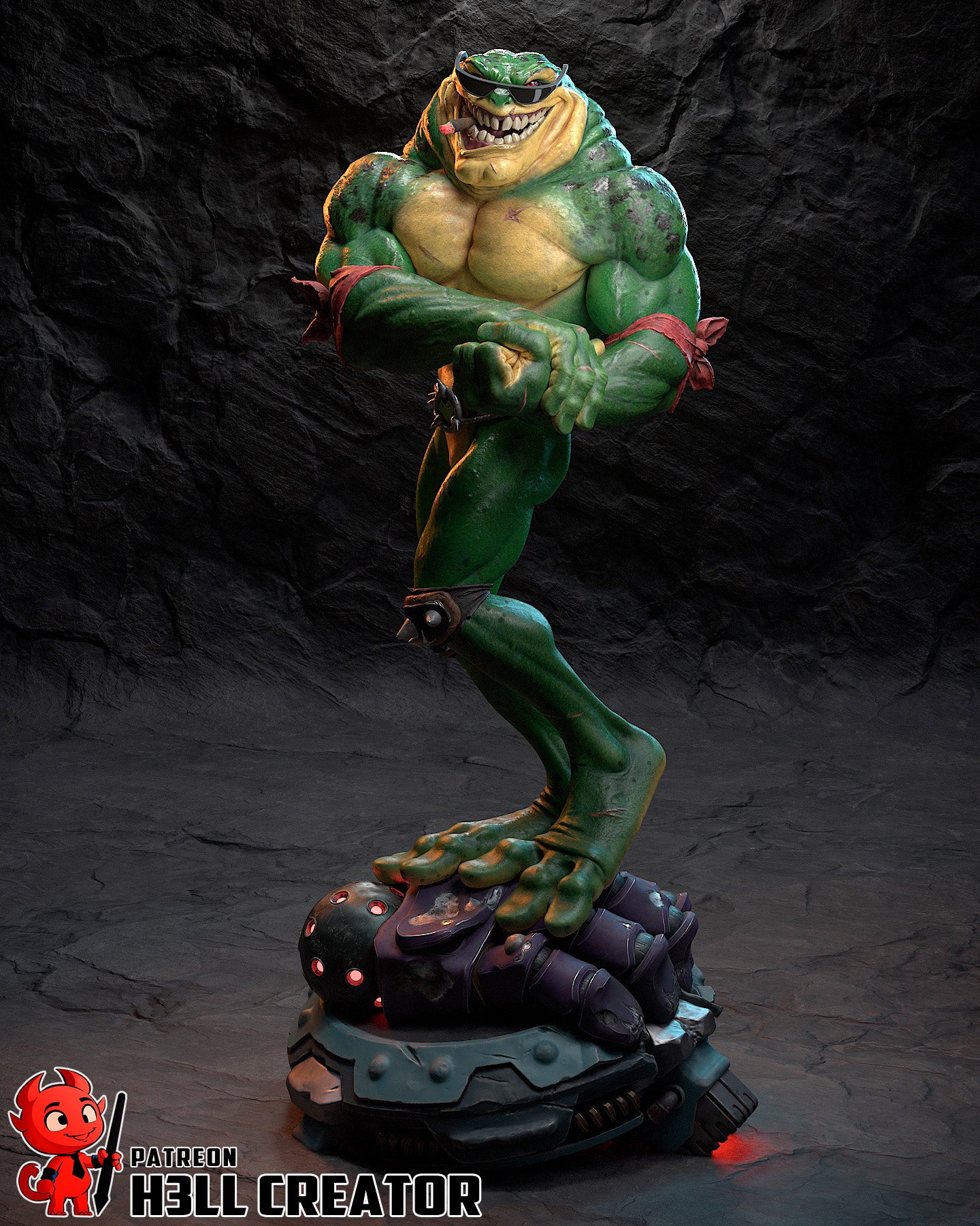 Rash from Battletoads by h3ll creator | High Quality Resin Print | Painted Commissions available! - Sephiknot