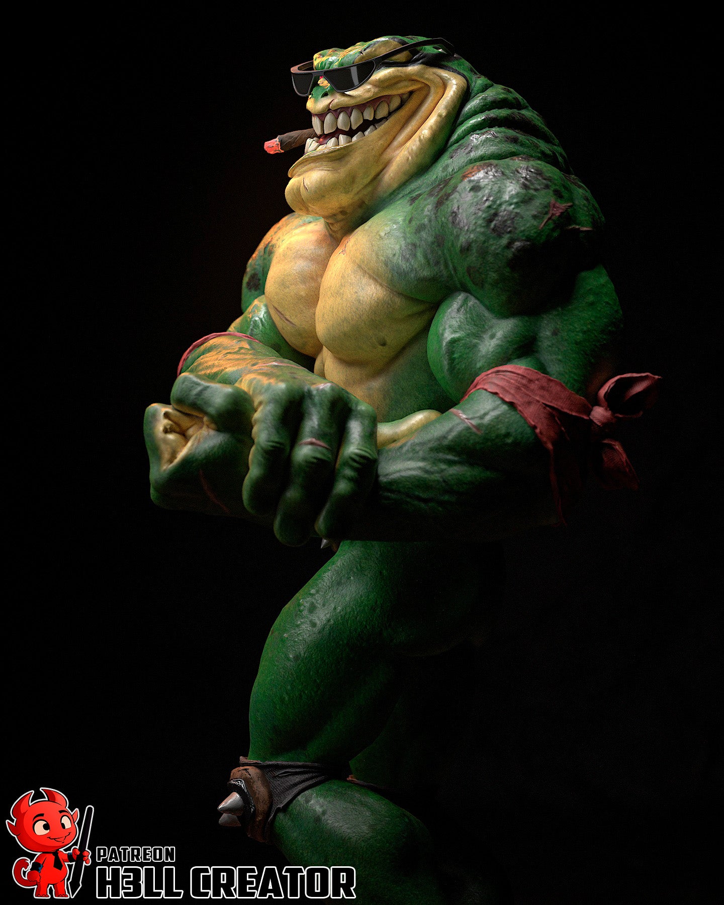 Rash from Battletoads by h3ll creator | High Quality Resin Print | Painted Commissions available! - Sephiknot
