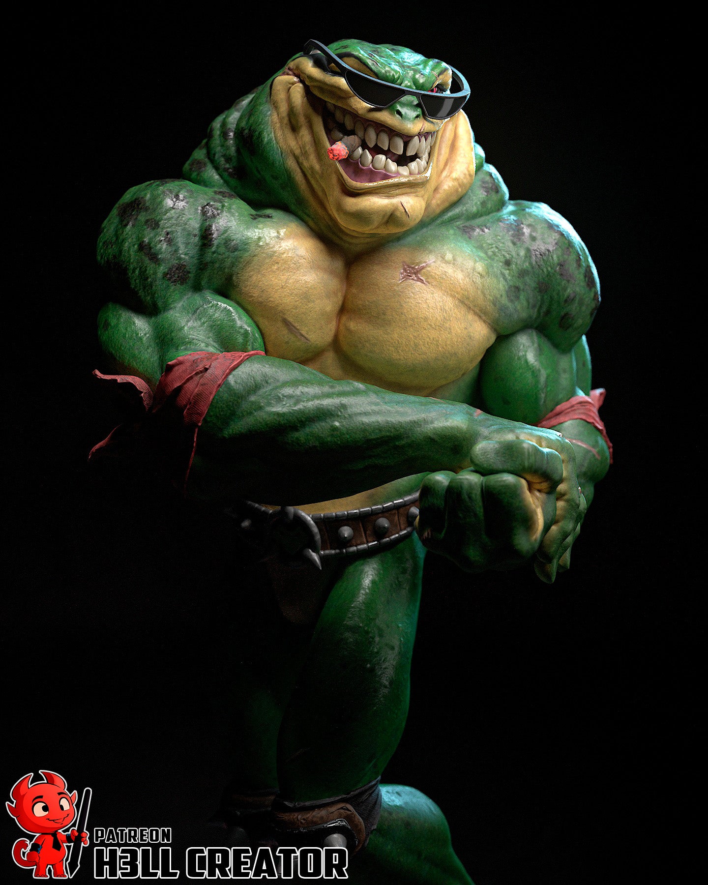 Rash from Battletoads by h3ll creator | High Quality Resin Print | Painted Commissions available! - Sephiknot