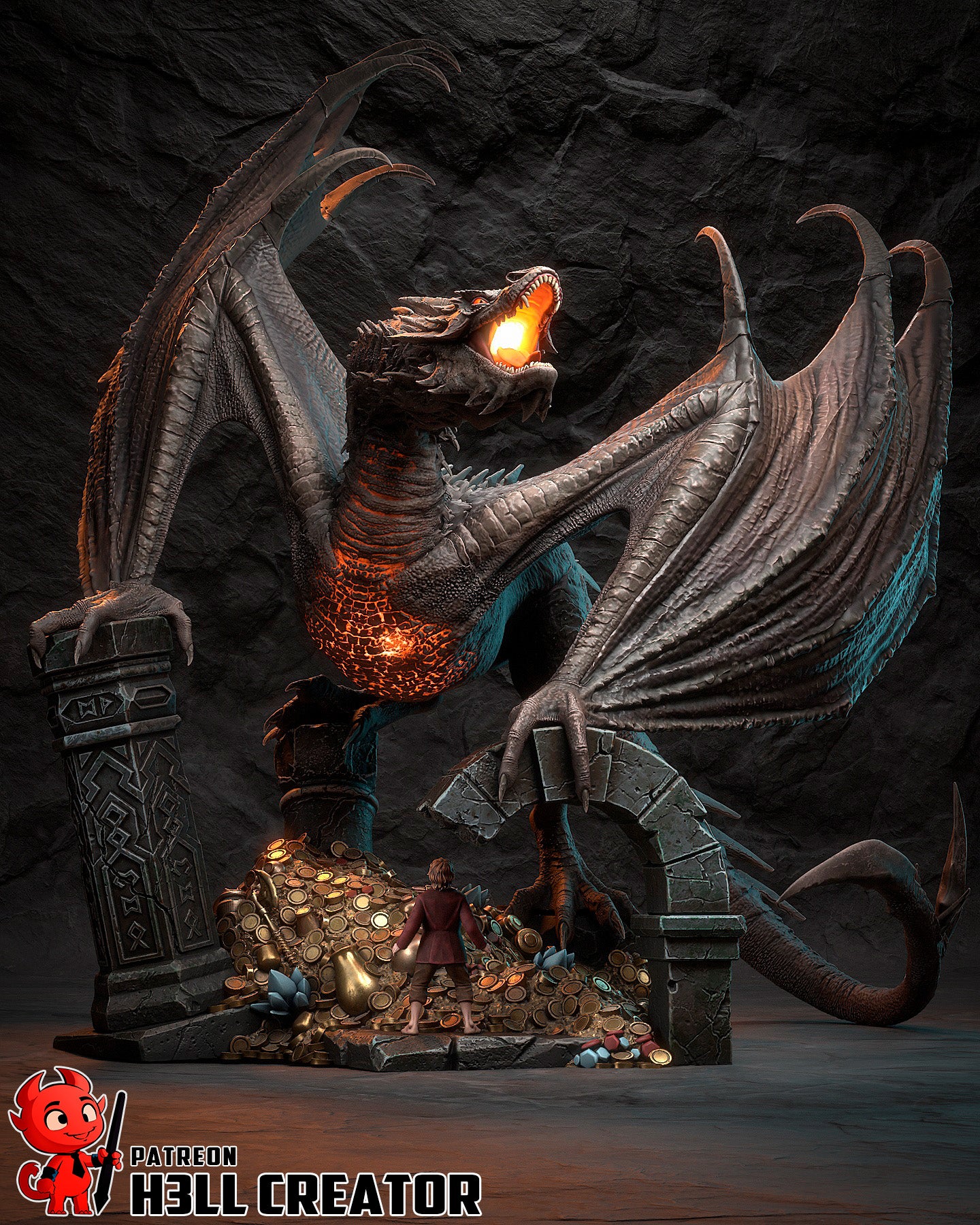 Smaug from Hobbit by h3ll creator | High Quality Resin Print | Painted Commissions available! - Sephiknot