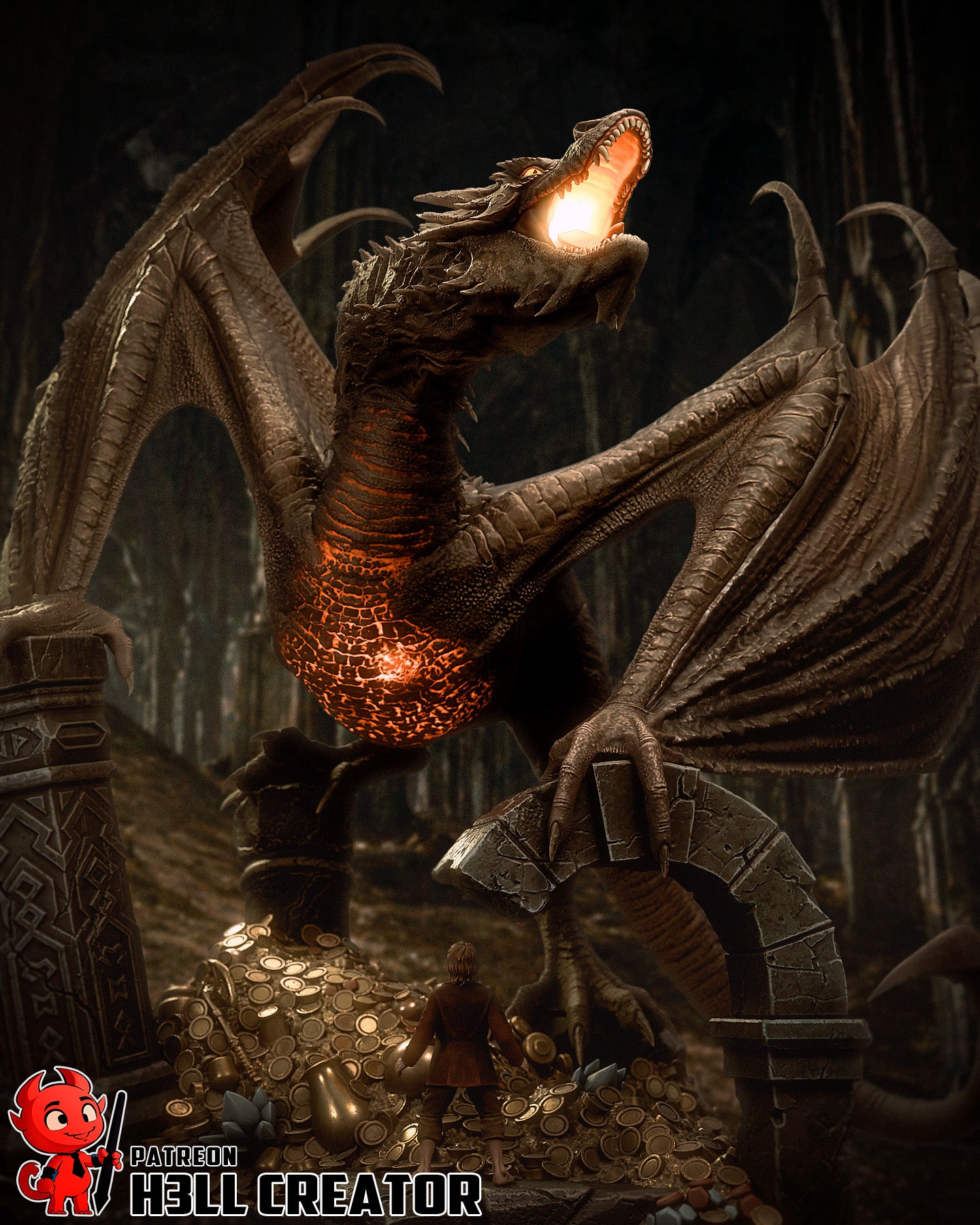 Smaug from Hobbit by h3ll creator | High Quality Resin Print | Painted Commissions available! - Sephiknot