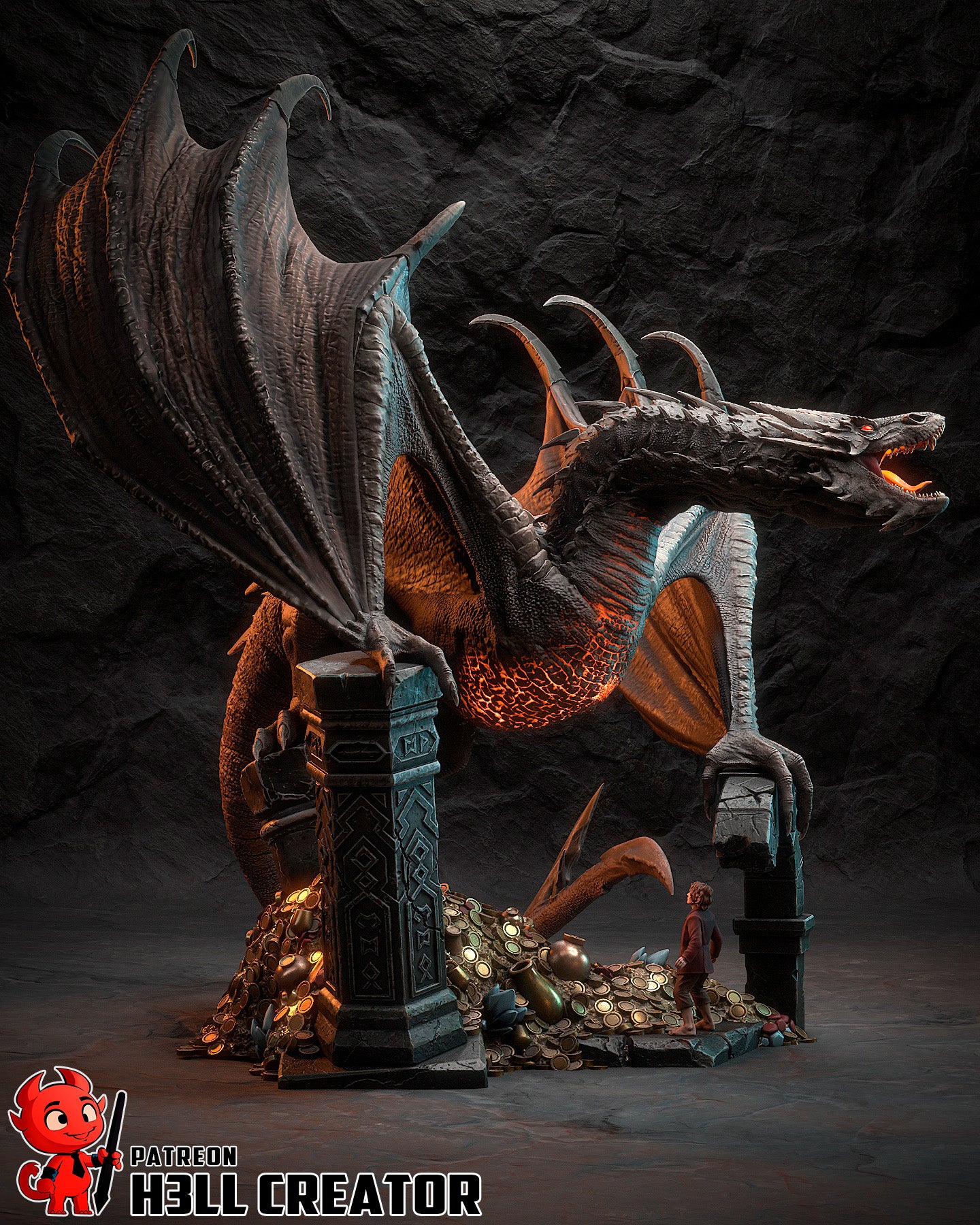 Smaug from Hobbit by h3ll creator | High Quality Resin Print | Painted Commissions available! - Sephiknot