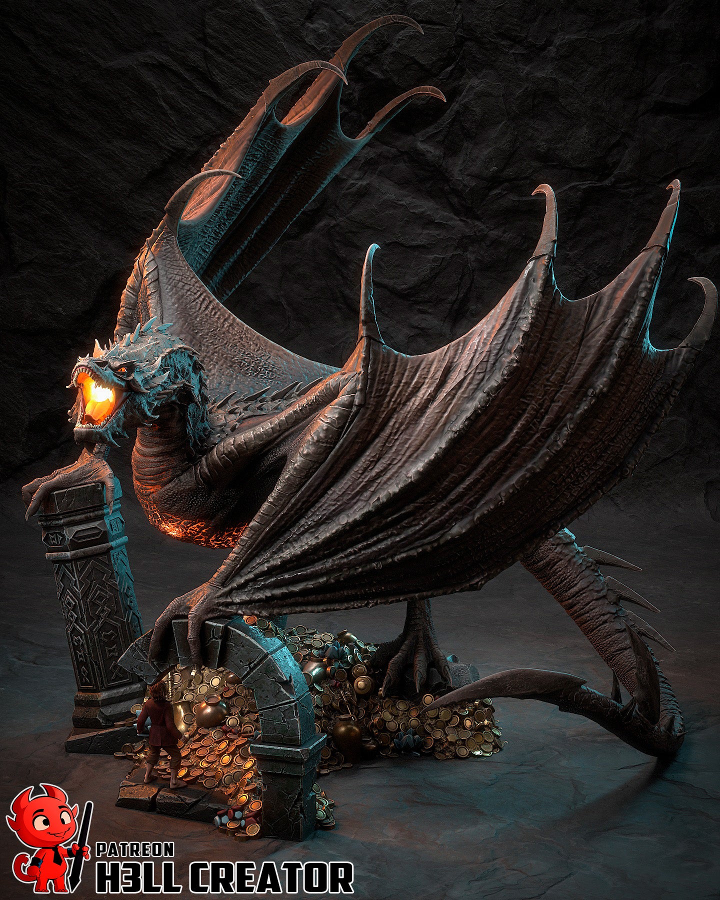 Smaug from Hobbit by h3ll creator | High Quality Resin Print | Painted Commissions available! - Sephiknot