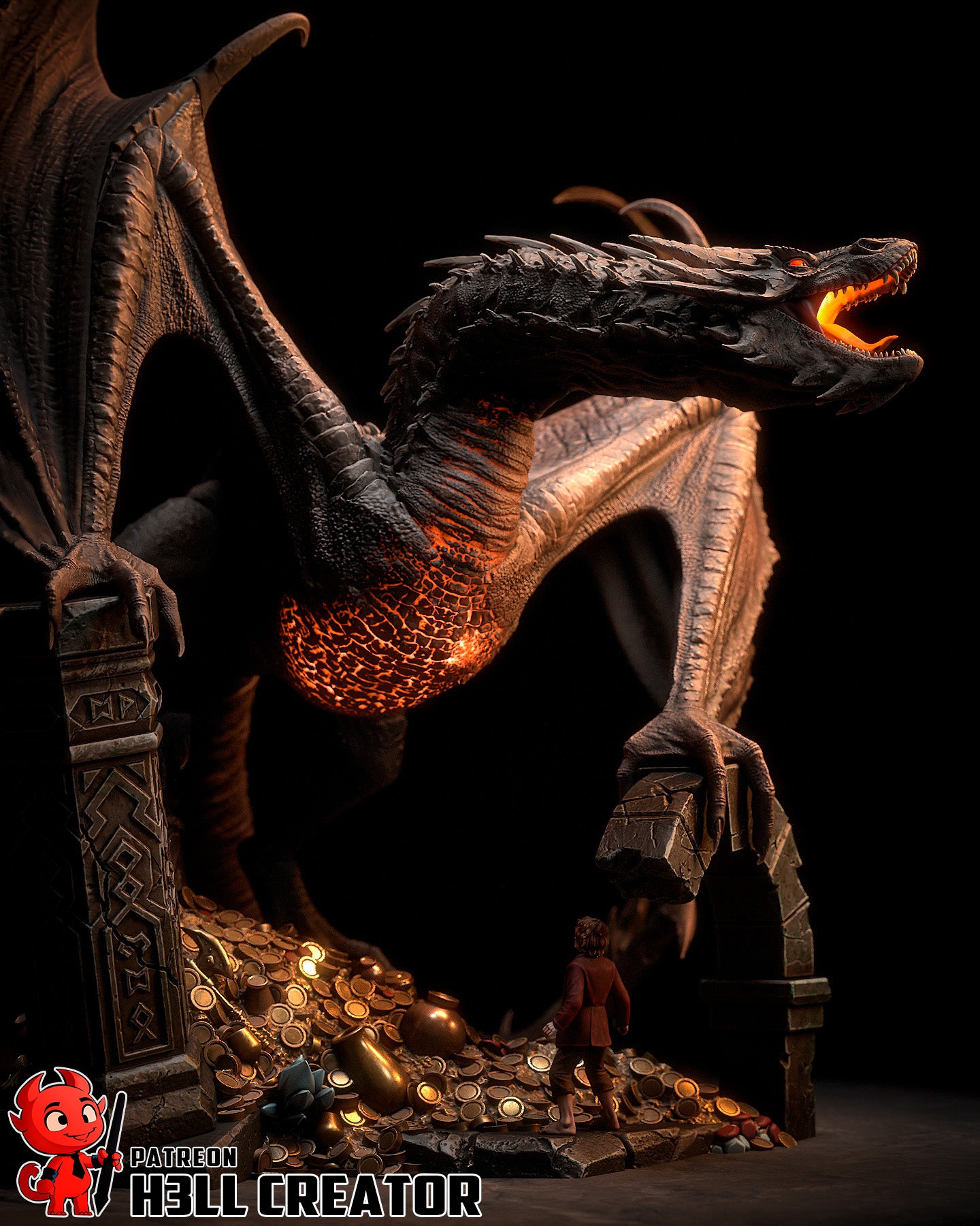 Smaug from Hobbit by h3ll creator | High Quality Resin Print | Painted Commissions available! - Sephiknot