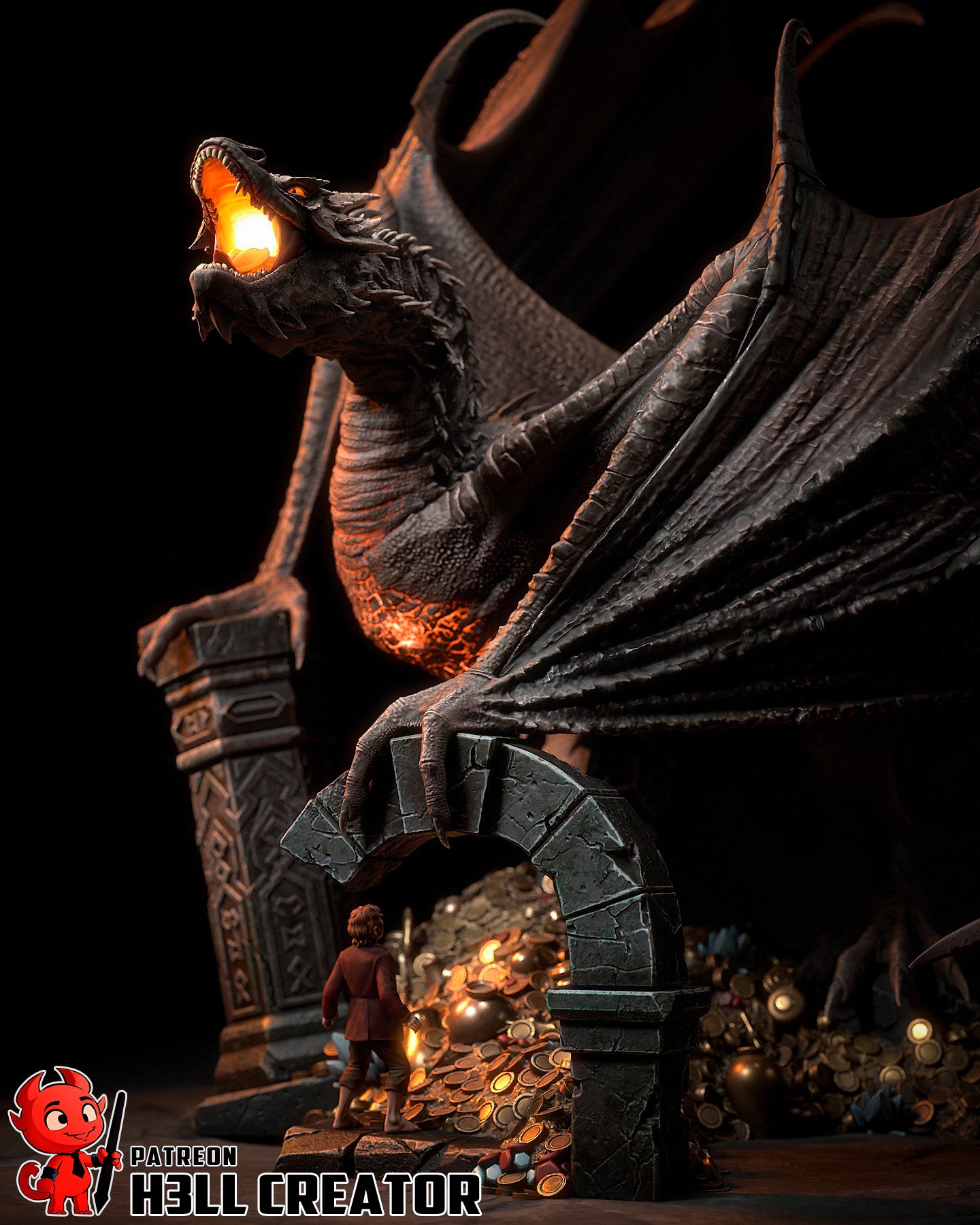 Smaug from Hobbit by h3ll creator | High Quality Resin Print | Painted Commissions available! - Sephiknot