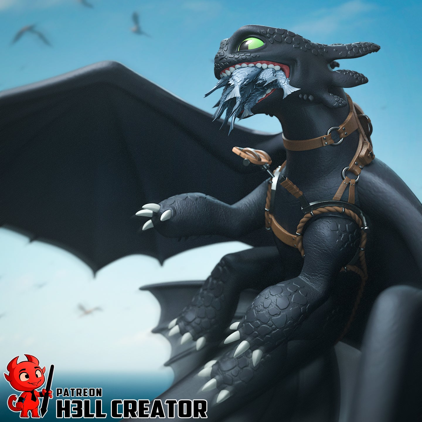 Toothless Garage Kit | Fanmade Model by h3llCreator | How to train your dragon | 3D Printed