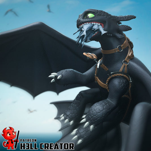 Toothless Garage Kit | Fanmade Model by h3llCreator | How to train your dragon | 3D Printed