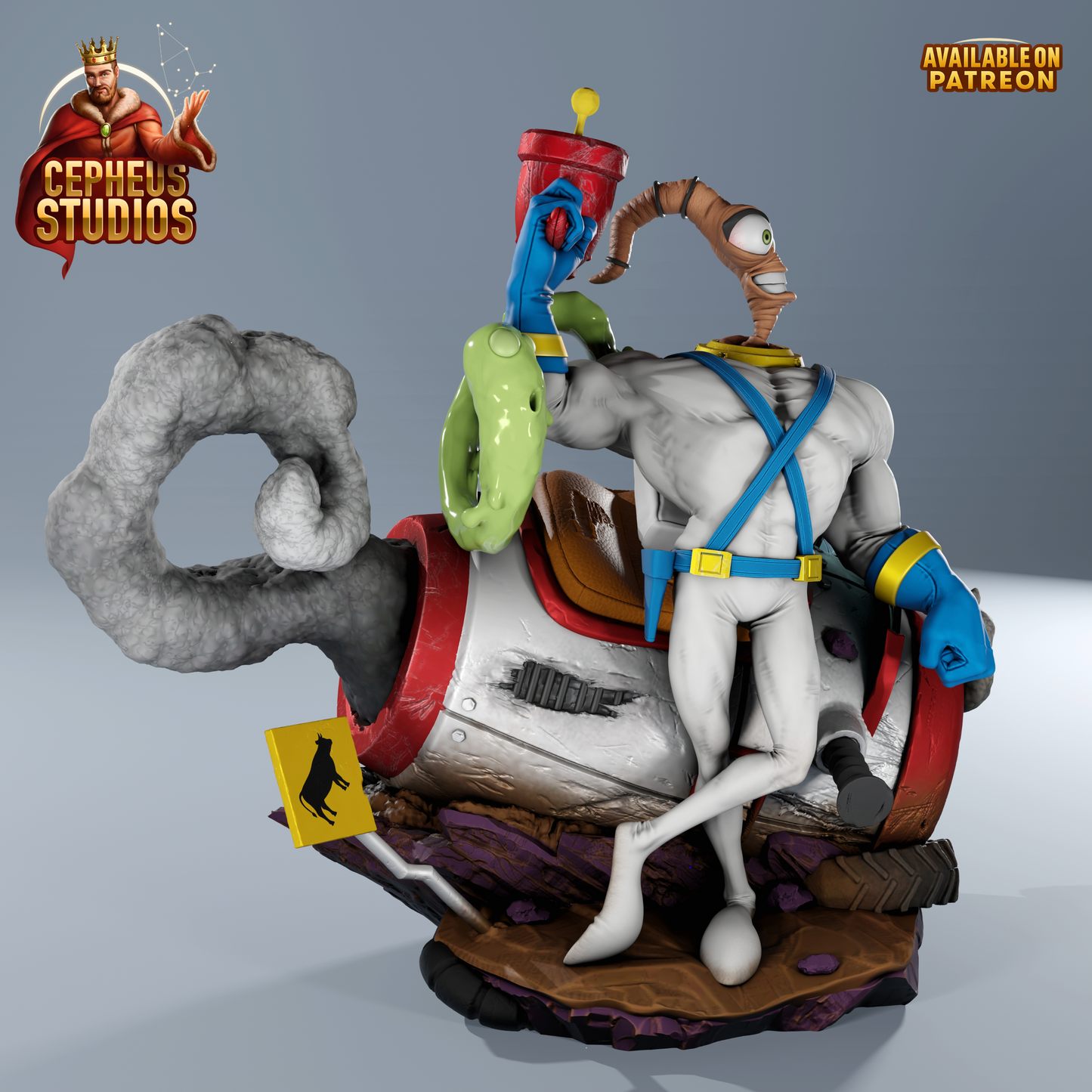 Earthworm Jim by Cepheus | High Quality Resin Print | Painted Commissions available! - Sephiknot