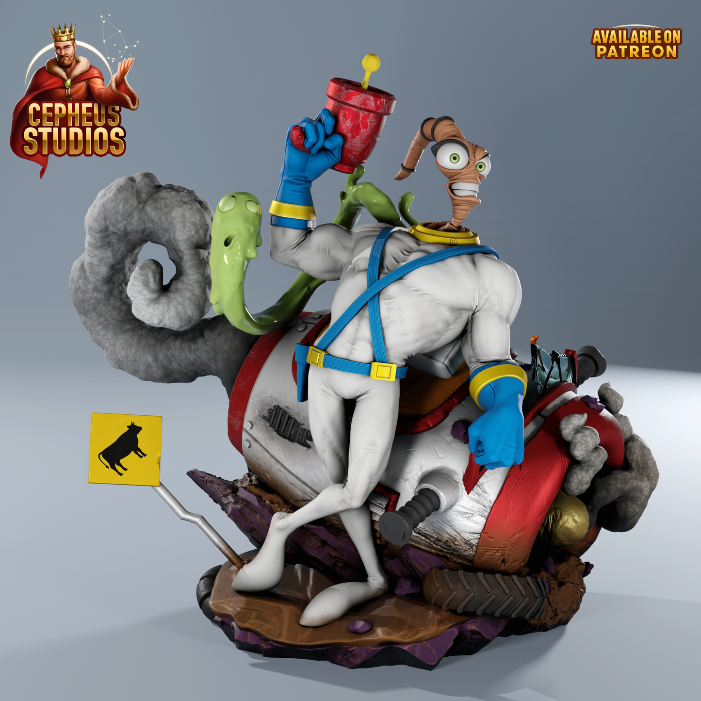 Earthworm Jim by Cepheus | High Quality Resin Print | Painted Commissions available! - Sephiknot