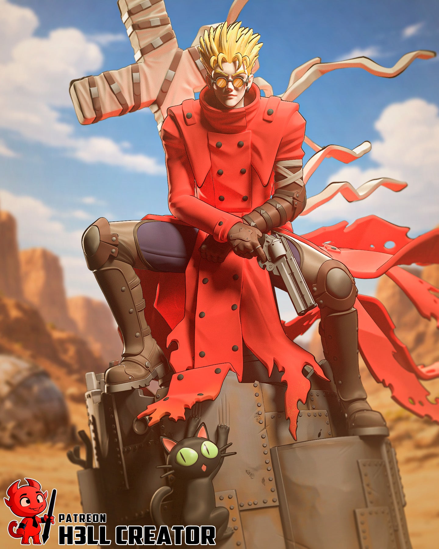 Vash from Trigun by h3ll creator | High Quality Resin Print | Painted Commissions available