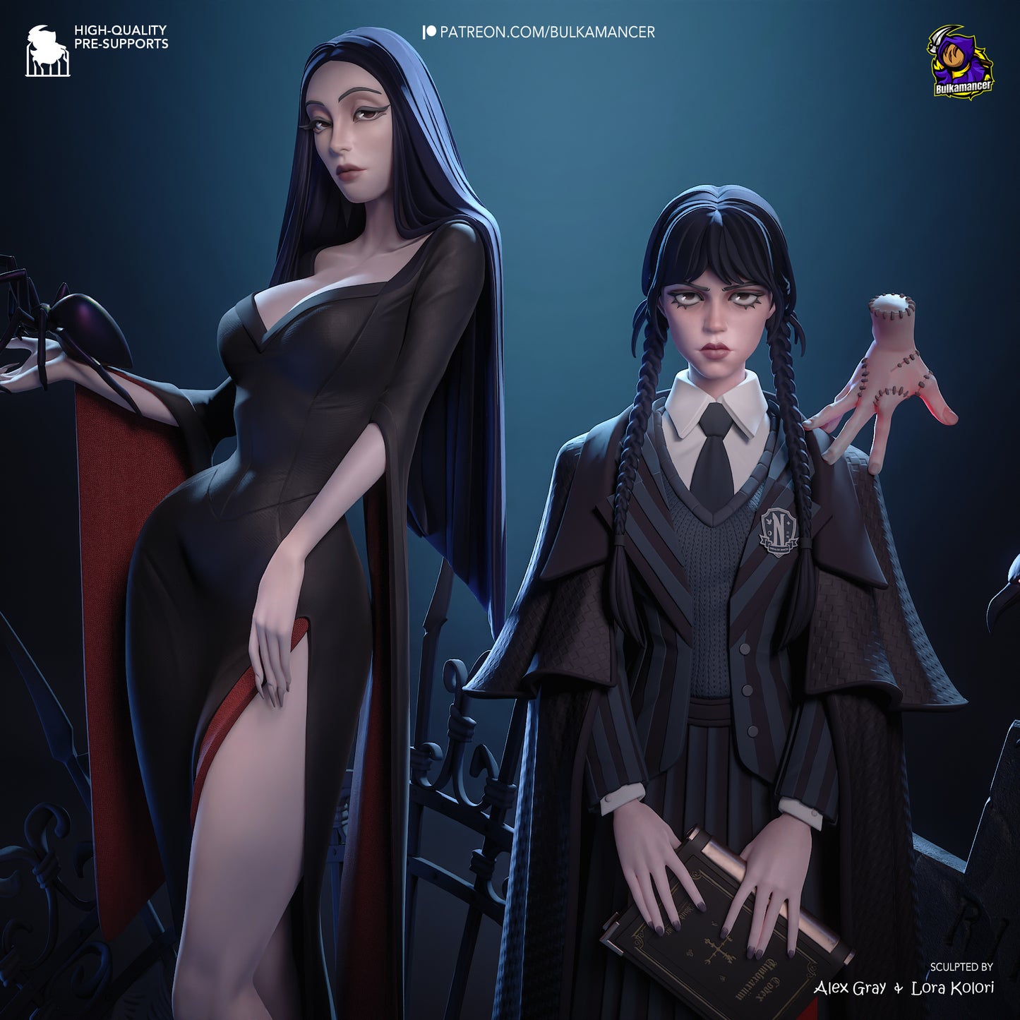 Wednesday and Morticia from Adams Family Fan-Made Model by Bulkamancer