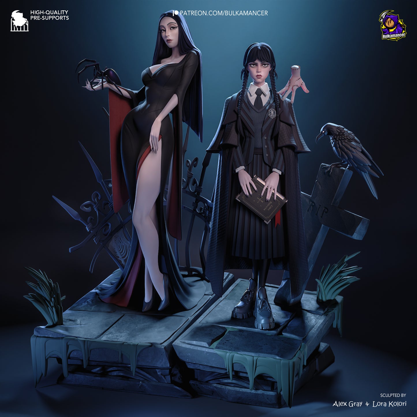 Wednesday and Morticia from Adams Family Fan-Made Model by Bulkamancer