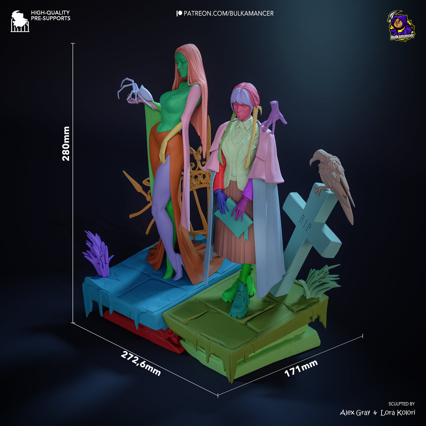 Wednesday and Morticia from Adams Family Fan-Made Model by Bulkamancer