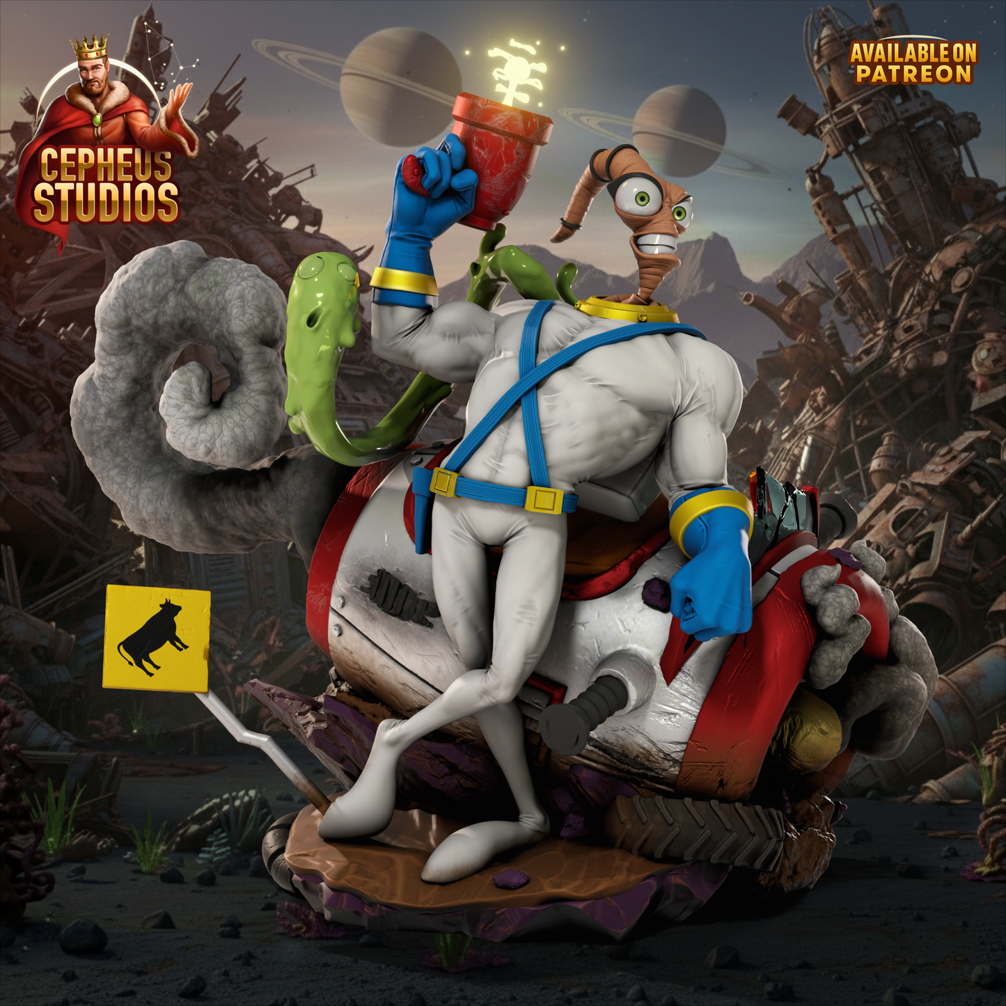 Earthworm Jim by Cepheus | High Quality Resin Print | Painted Commissions available! - Sephiknot