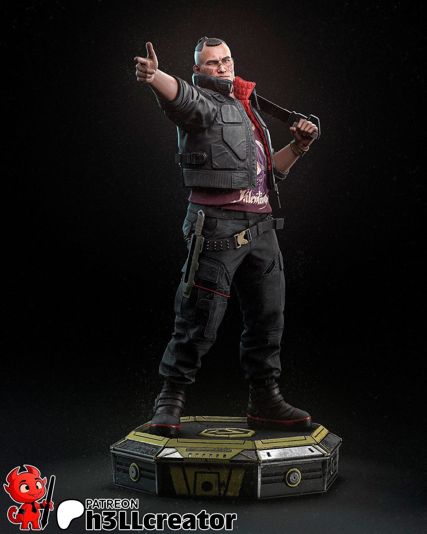 Cyberpunk 2077 Jackie Welles Garage Kit | Fanmade Model by h3llCreator | Night City Legend | 3D Printed
