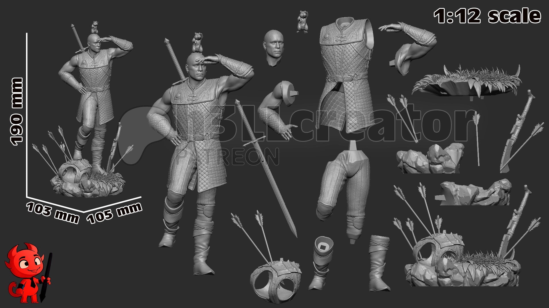 Baldur's Gate 3 Minsc and Boo Garage Kit | Fanmade Model by h3llCreator | The hamster is the real hero | 3D Printed