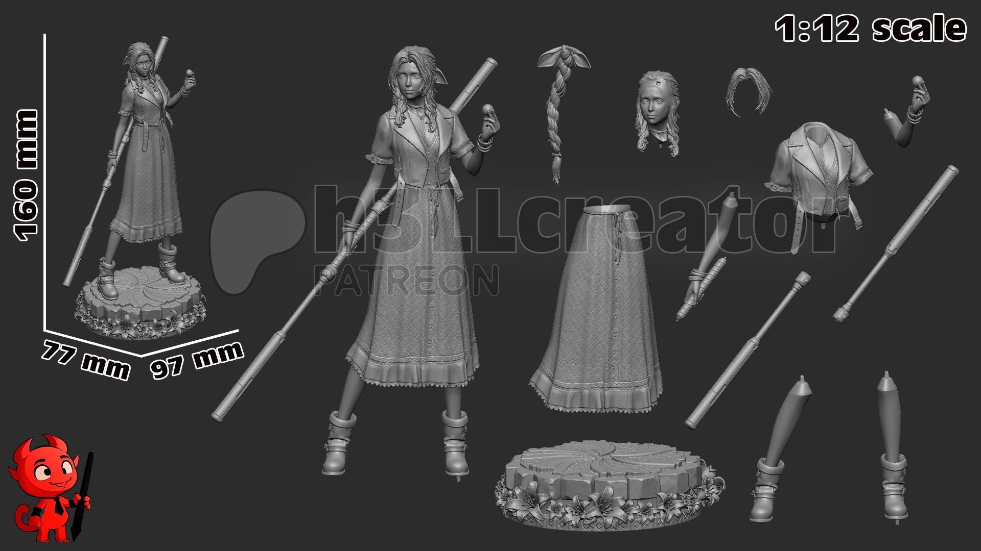 Aerith Garage Kit | Fanmade Model by h3llCreator | The Ancient | 3D Printed