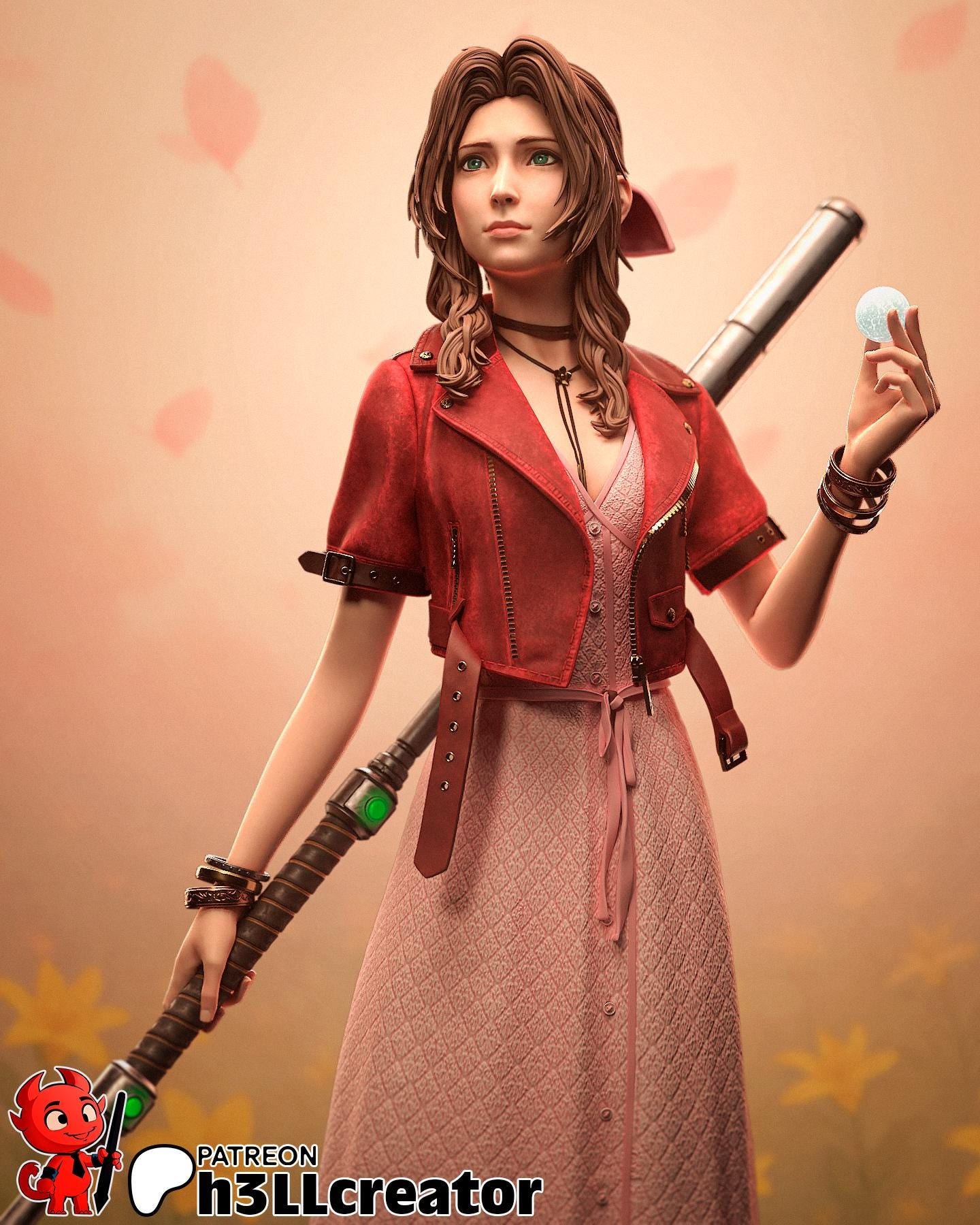 Aerith from Final Fantasy VII Fan-Made Model by h3ll Creator - Sephiknot