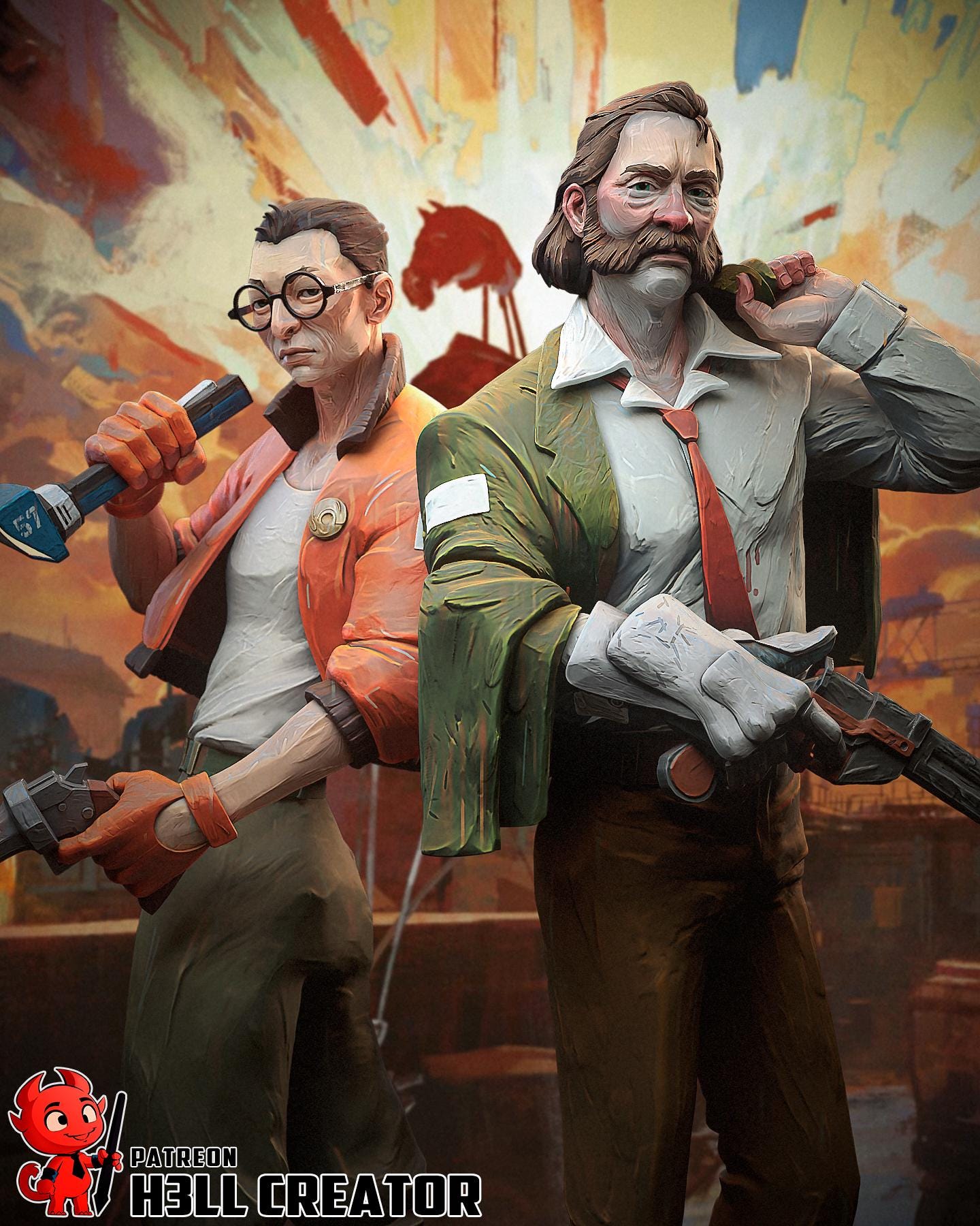 Harry and Kim from Disco Elysium Fan-Made Model by h3llcreator - Sephiknot