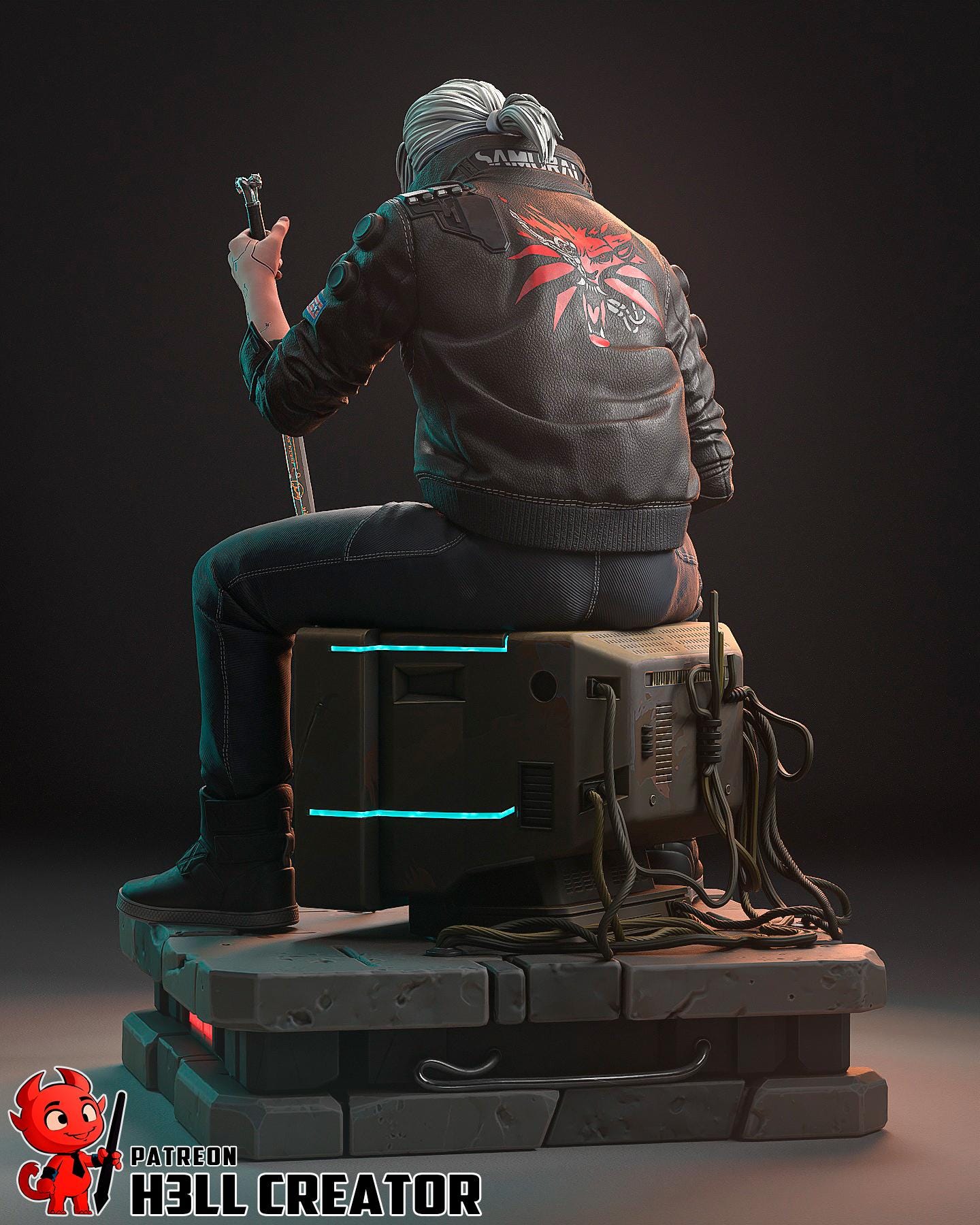 Silverronin Garage Kit | Fanmade Model by h3llCreator | Cyberpunk Geralt | 3D Printed