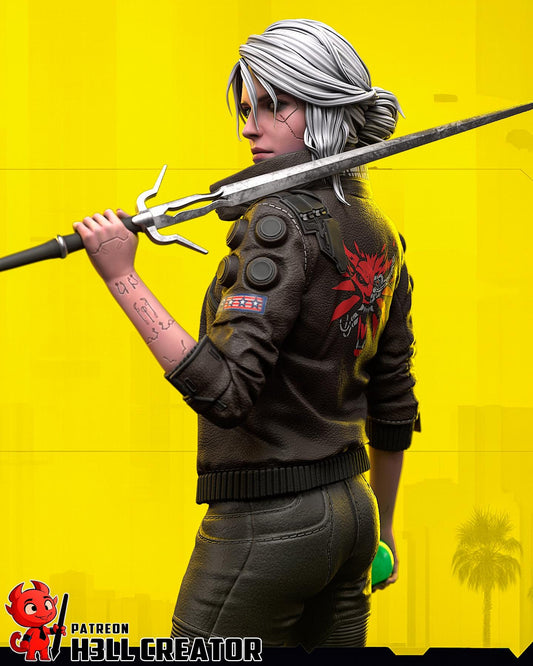 Neon Ciri Garage Kit | Fanmade Model by h3llCreator | Cyberpunk Ciri | 3D Printed